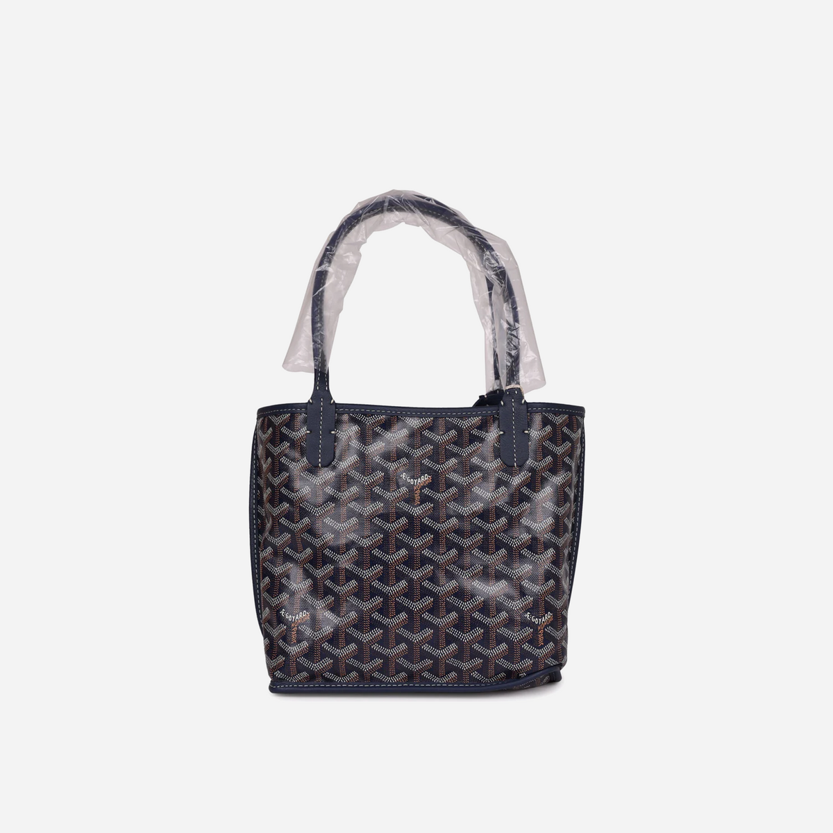 Goyard Goyardine Anjou Navy Mini Tote Bag Palladium Hardware