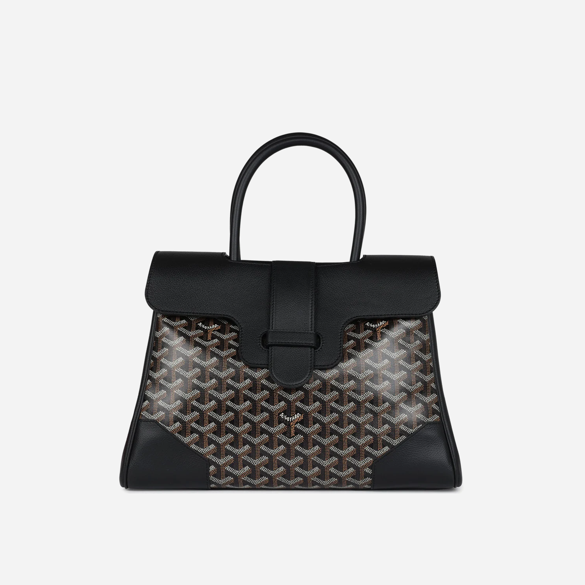 Goyard Saigon Tote Black Goyardine Canvas Palladium Hardware