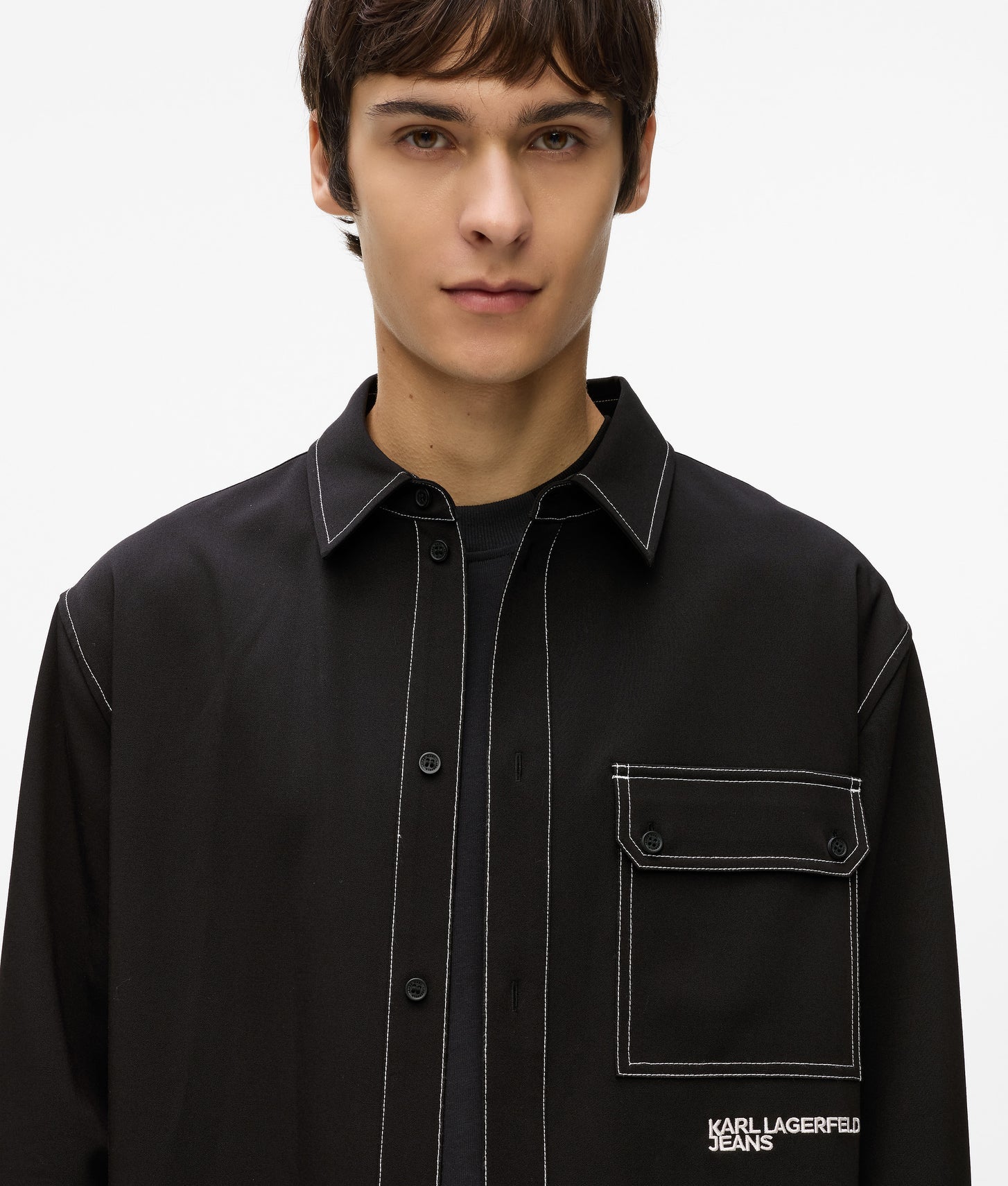 Karl Lagerfeld Contrast Stitch Shirt Black