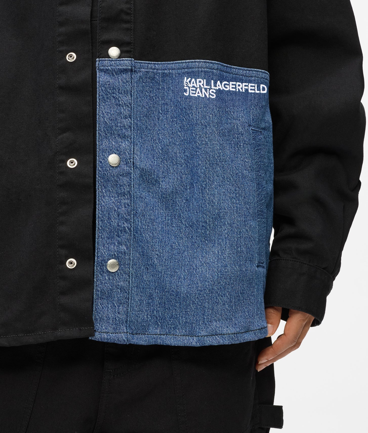 Karl Lagerfeld Denim Panel Overshirt Washed Blue-Black