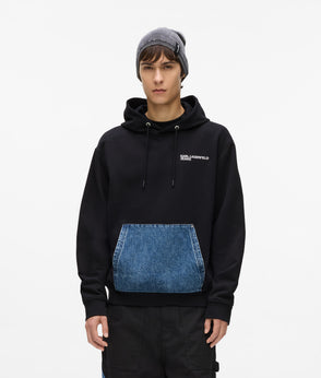 Karl Lagerfeld Denim Panel Overshirt Washed Blue-Black