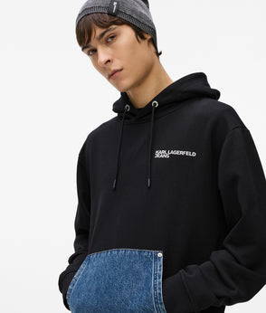 Karl Lagerfeld Denim Panel Overshirt Washed Blue-Black