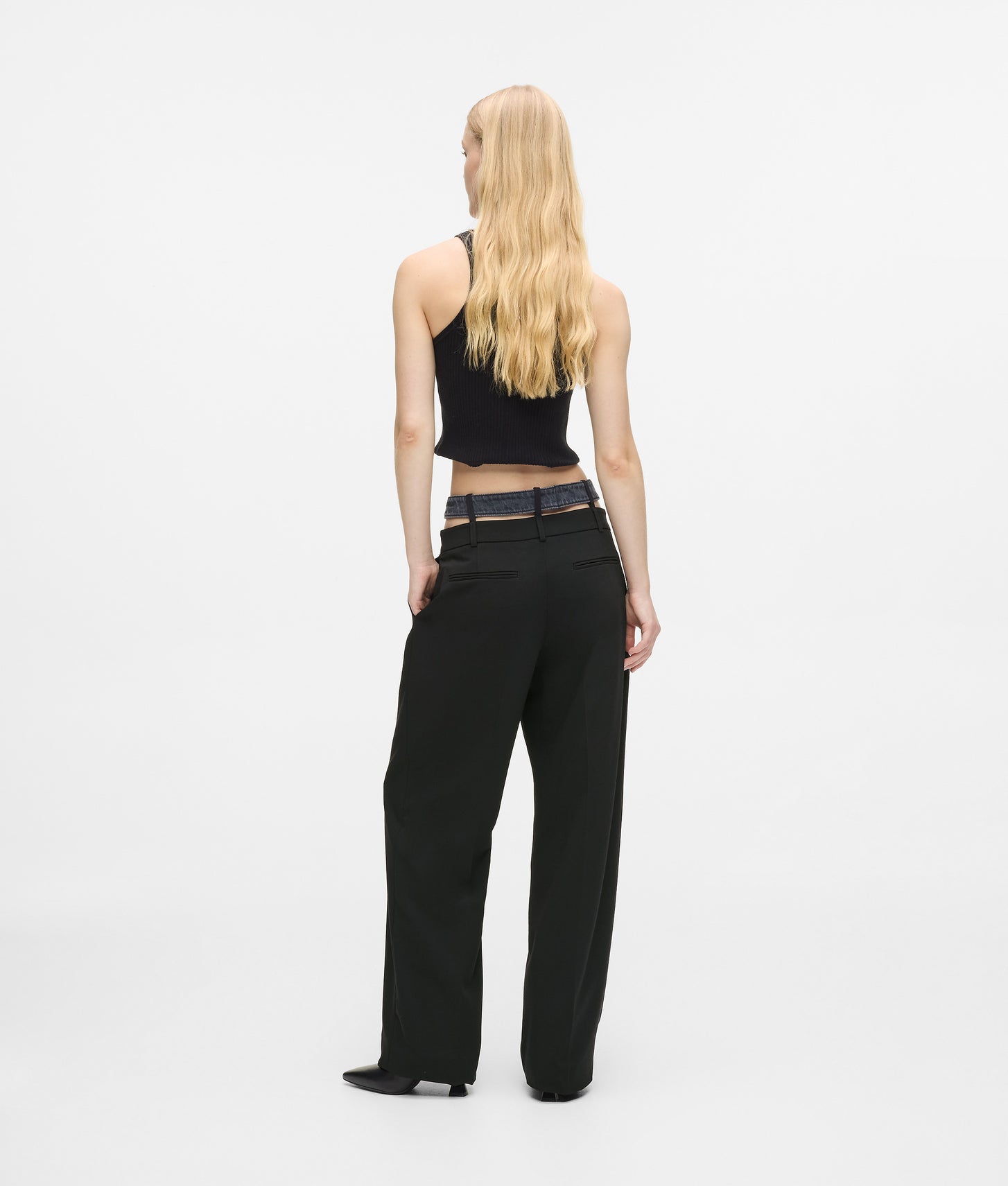 Karl Lagerfeld Double Waistband Pants Washed Black-Black