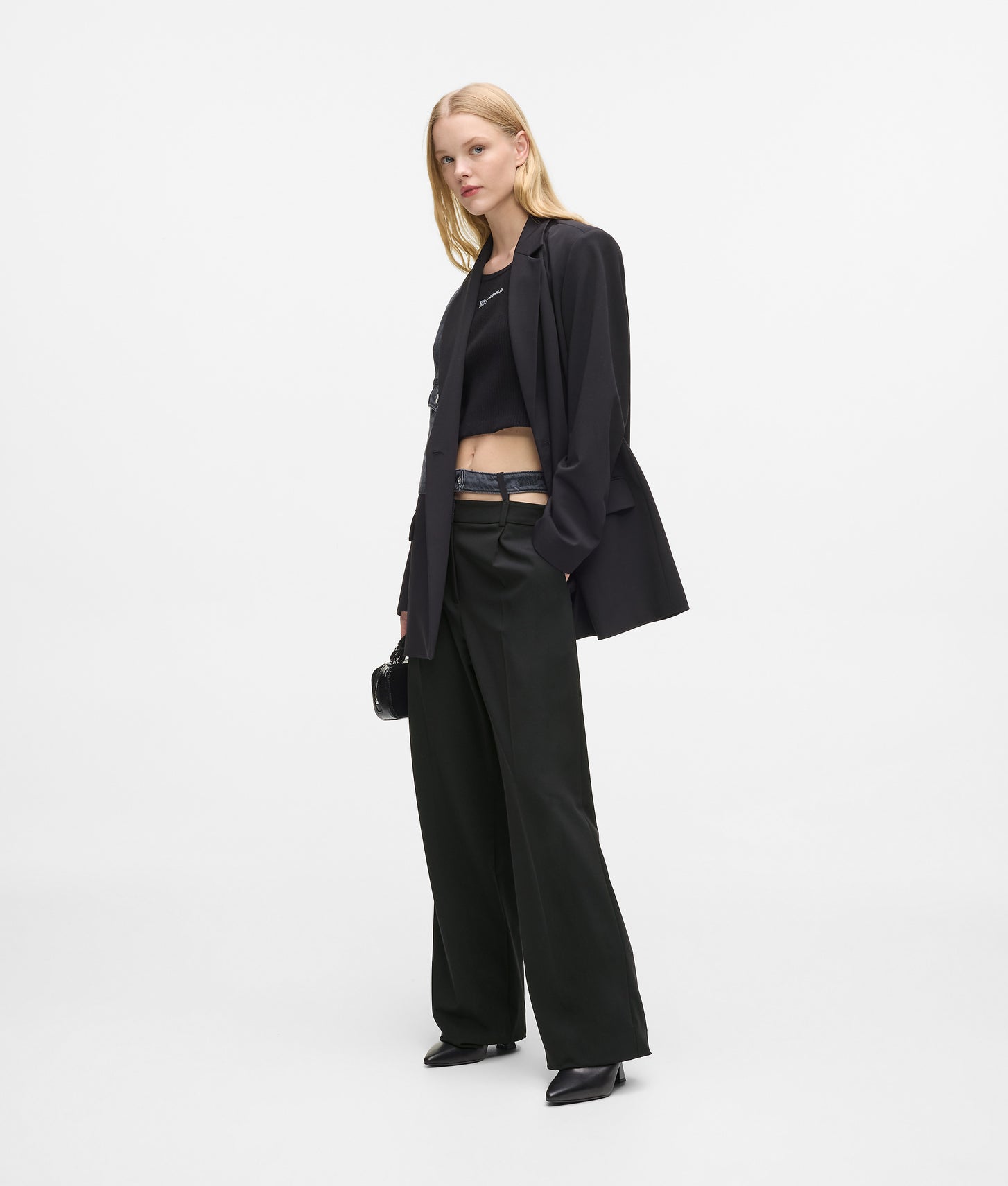 Karl Lagerfeld Double Waistband Pants Washed Black-Black