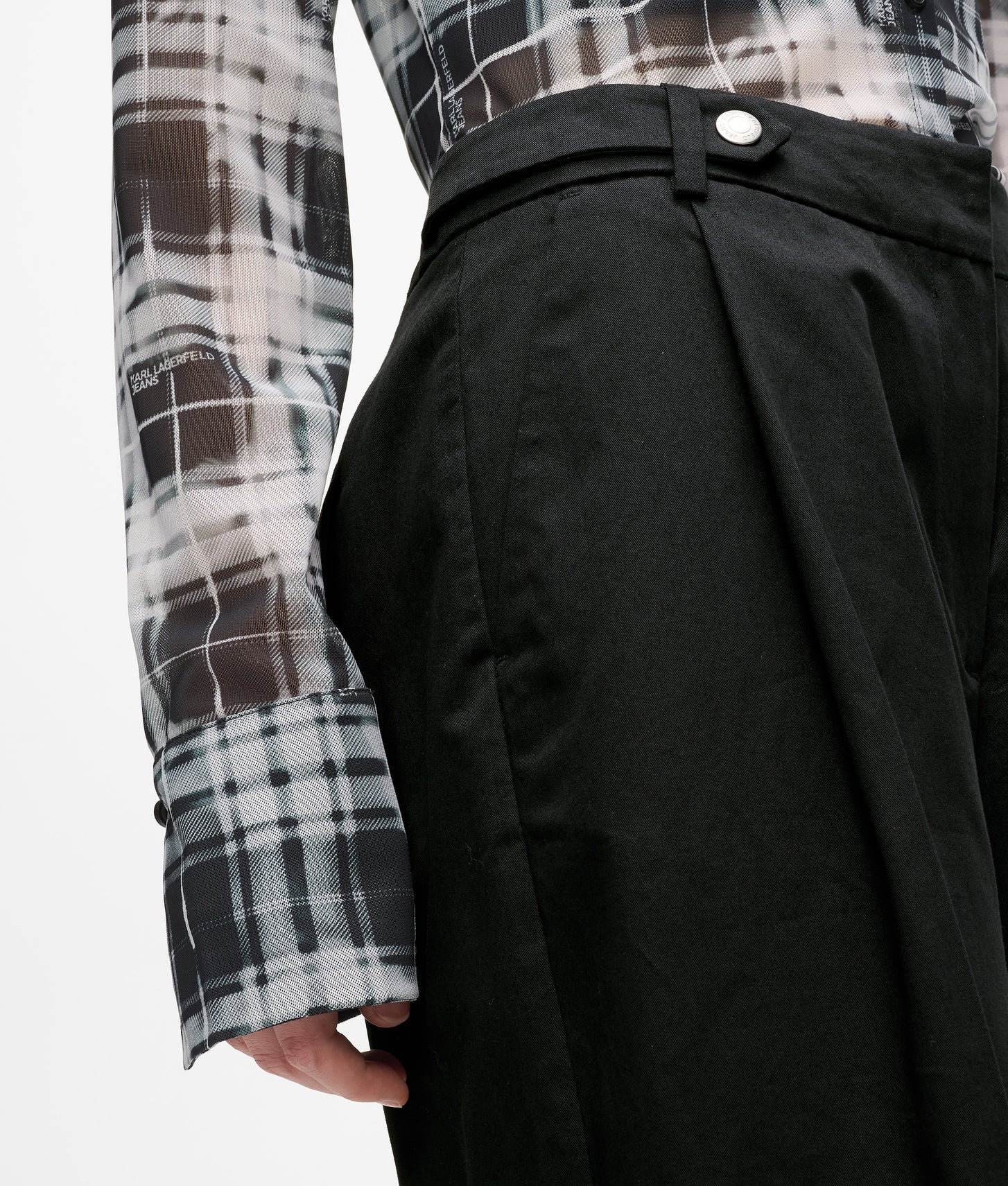 Karl Lagerfeld Wide Leg Tailored Pants Washed Black