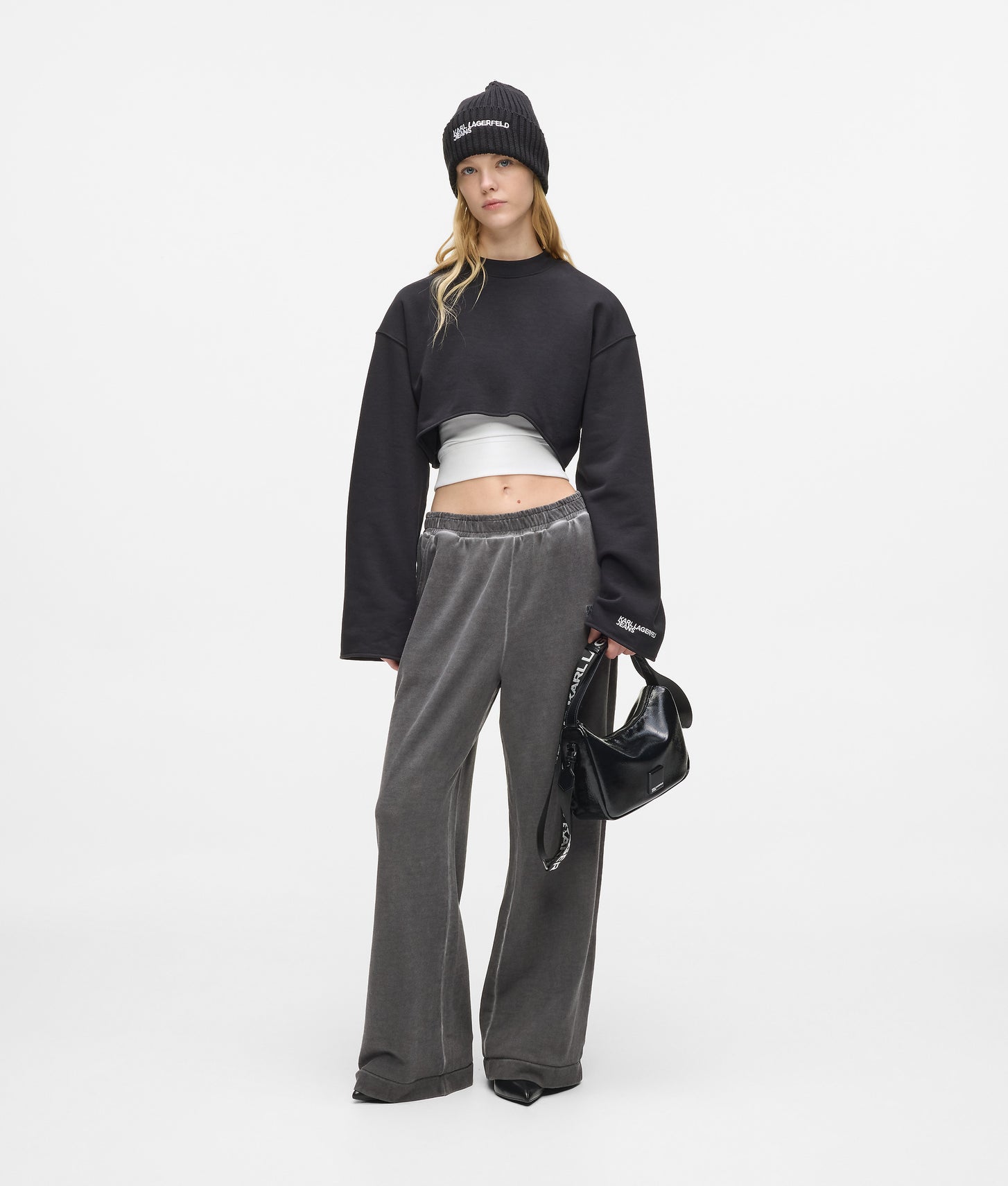 Karl Lagerfeld Washed Wide Leg Sweatpants Magnet
