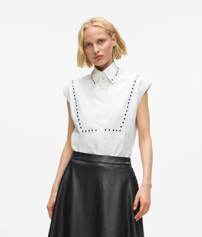 Karl Lagerfeld Studded Faux Leather Skirt Black
