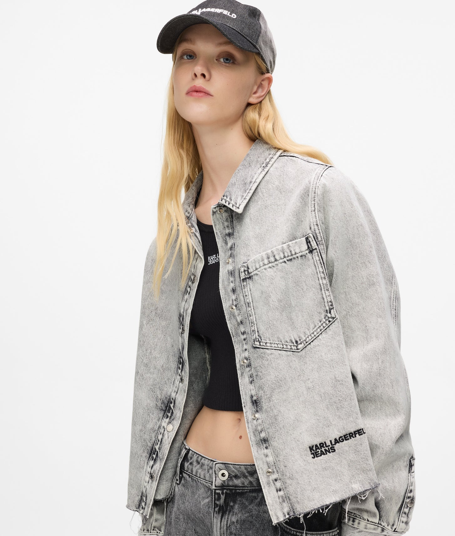 Karl Lagerfeld Bleached Denim Shirt Bleached Grey