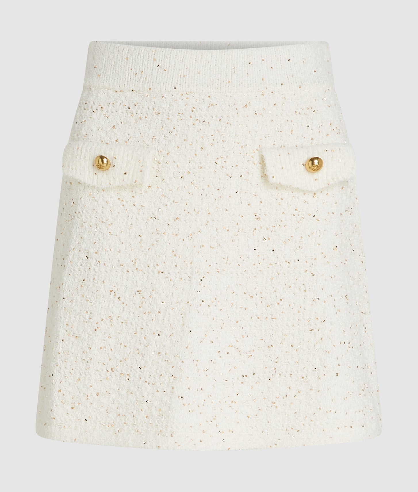 Karl Lagerfeld Bouclé Knit Skirt Cannoli Cream