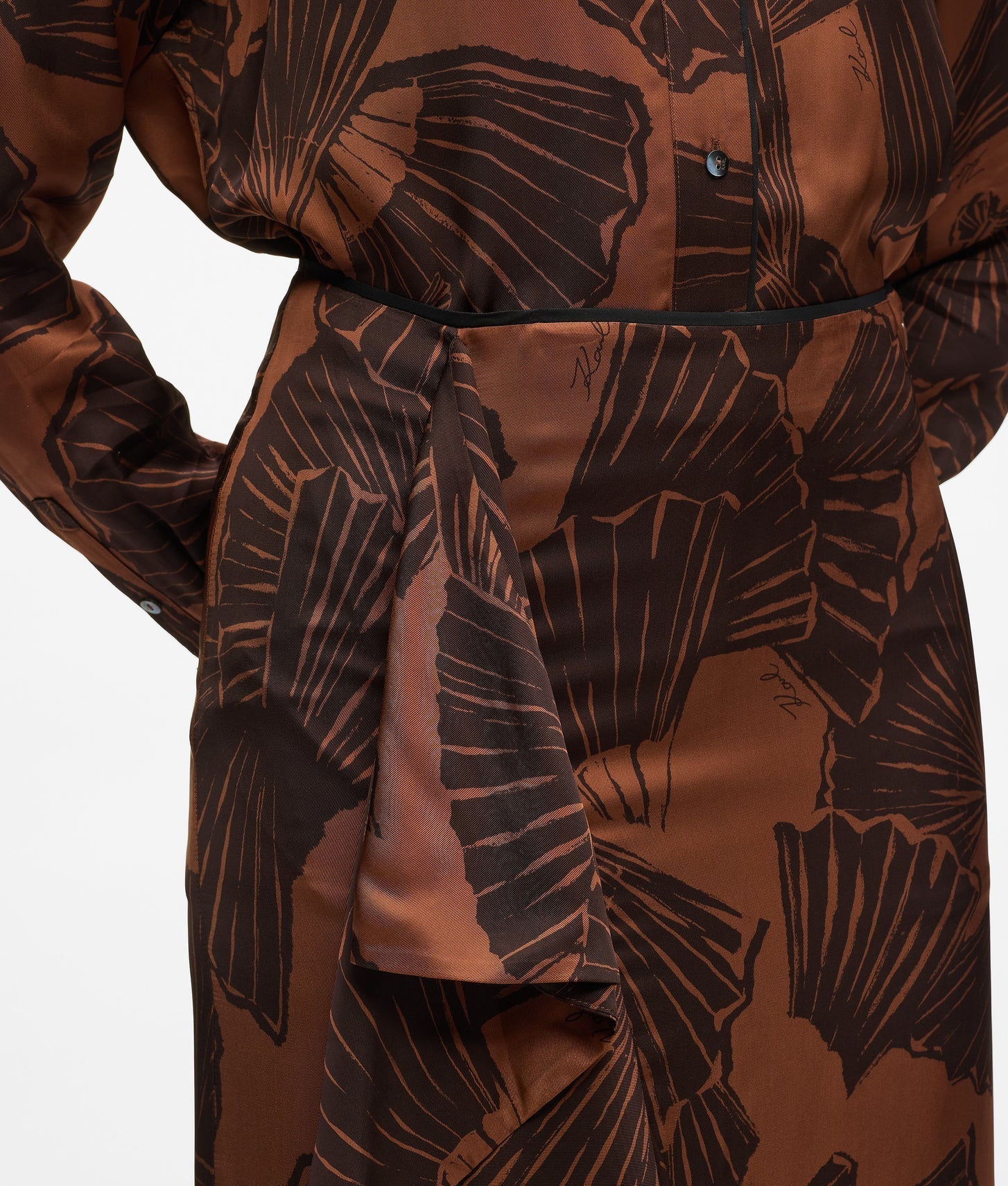 Karl Lagerfeld Fan Print Skirt Graphic Fan Friar Brown