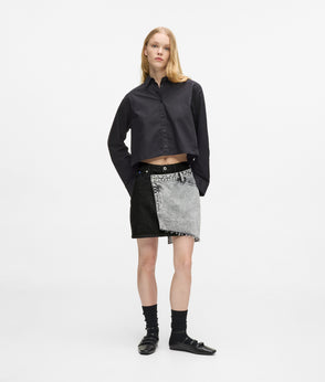 KarlLagerfeld Denim Hobo Shopper Black Denim-Grey Denim