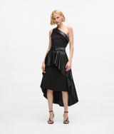 Karl Lagerfeld One-Shoulder Biker Dress Black