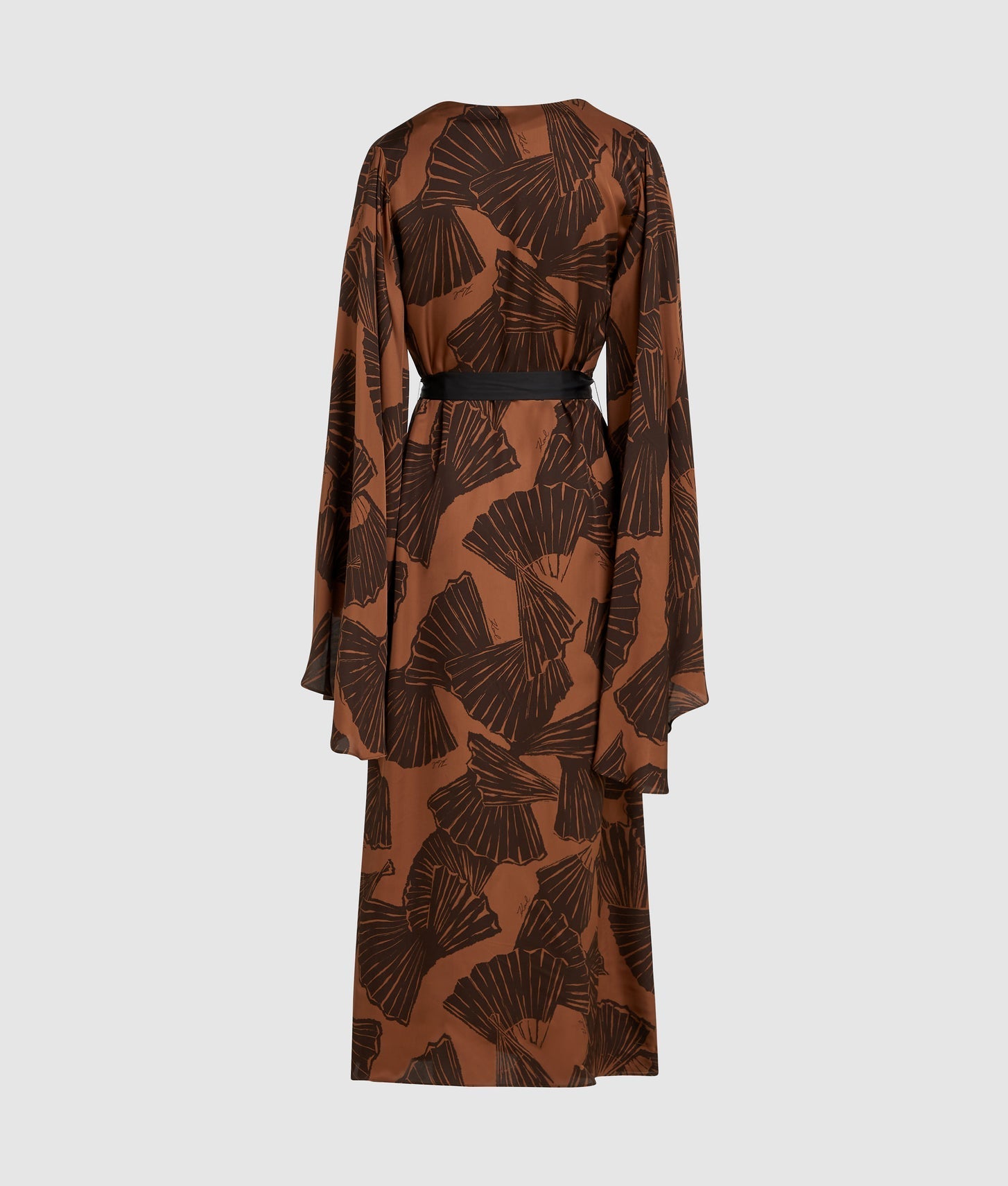 Karl Lagerfeld Fan Print Kaftan Dress Graphic Fan Friar Brown