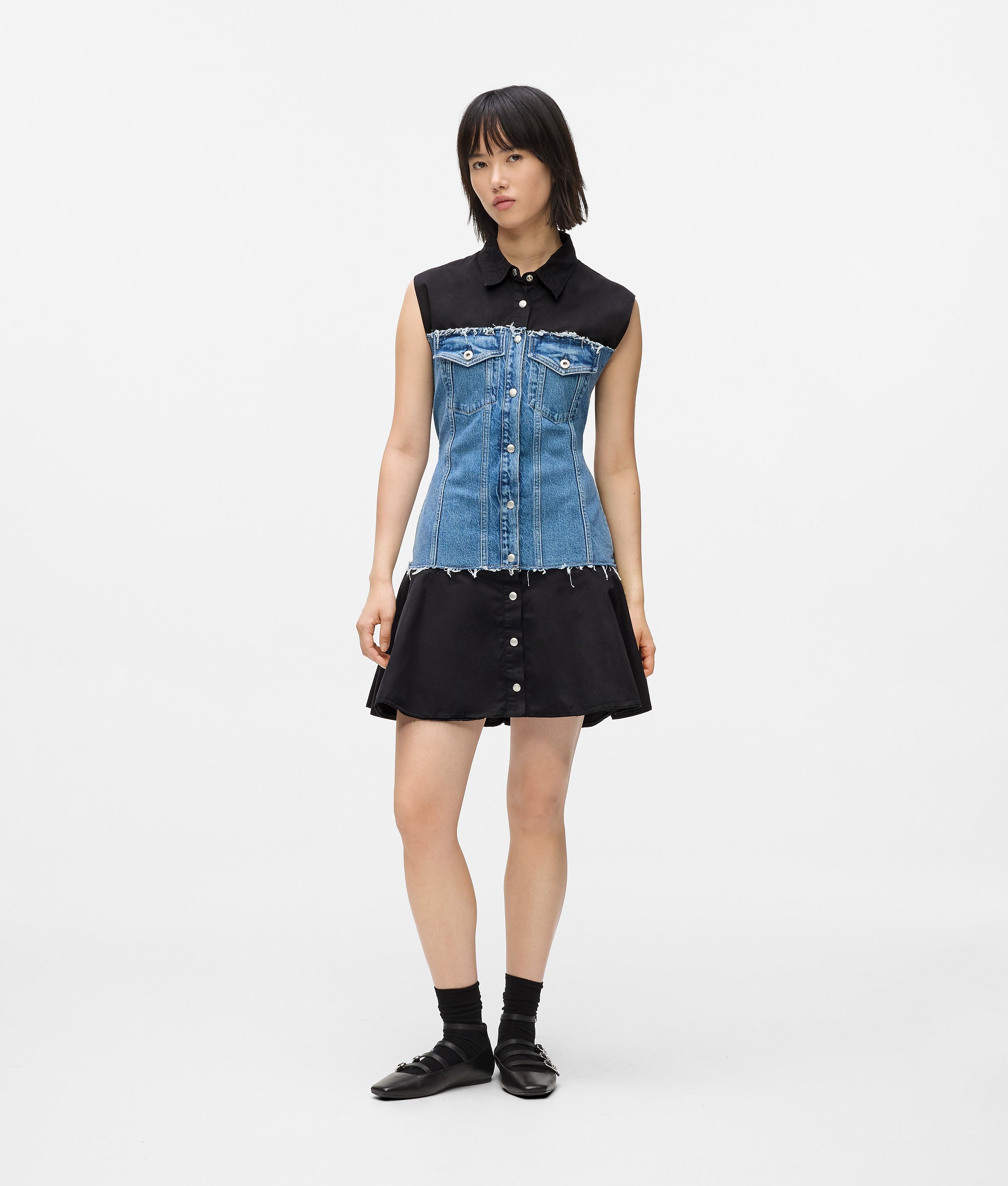 Karl Lagerfeld Denim Bodice Dress Washed Blue-Black