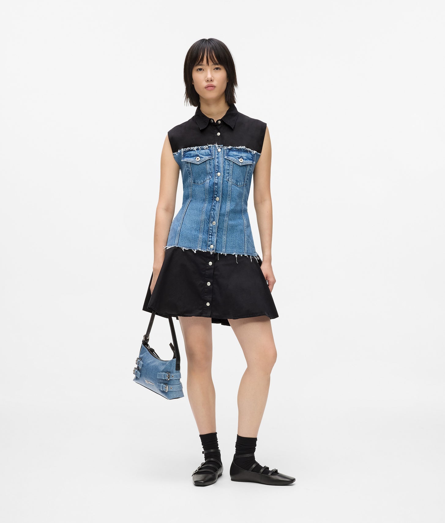 Karl Lagerfeld Denim Bodice Dress Washed Blue-Black