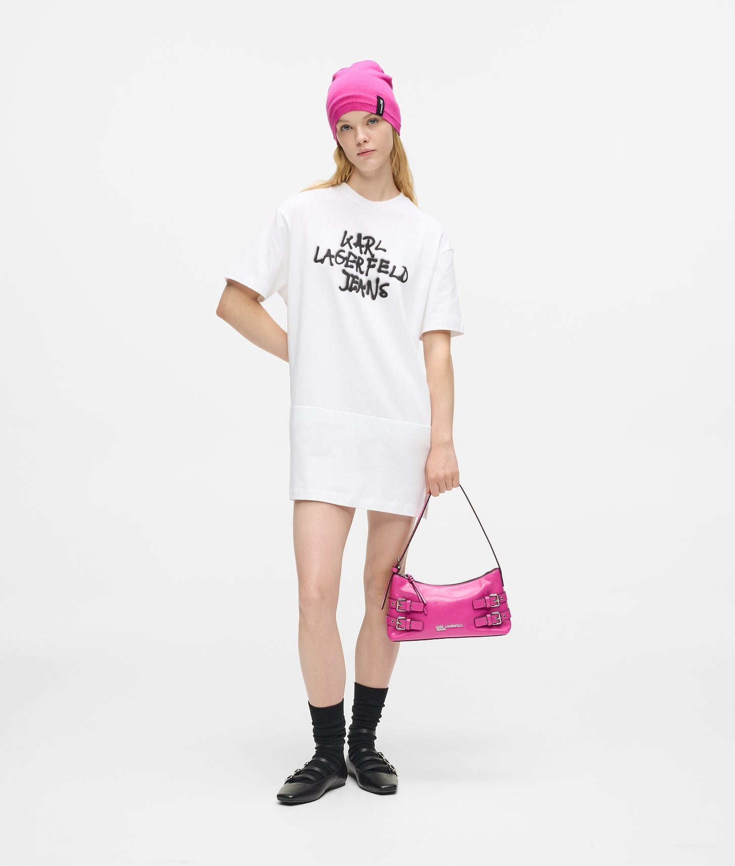 Karl Lagerfeld Graffiti T-Shirt Dress White