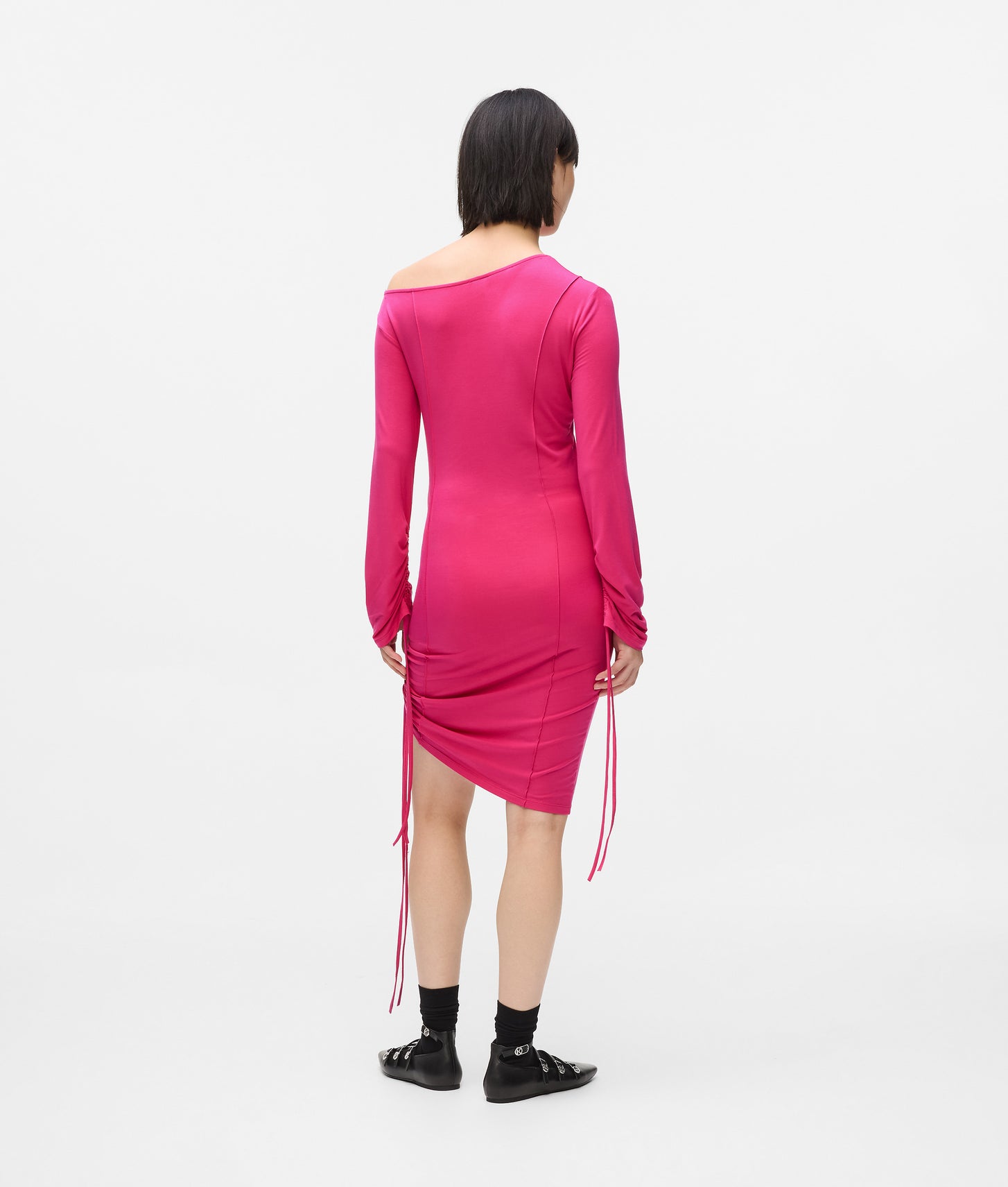 Karl Lagerfeld Off-Shoulder Drawstring Dress Very Berry