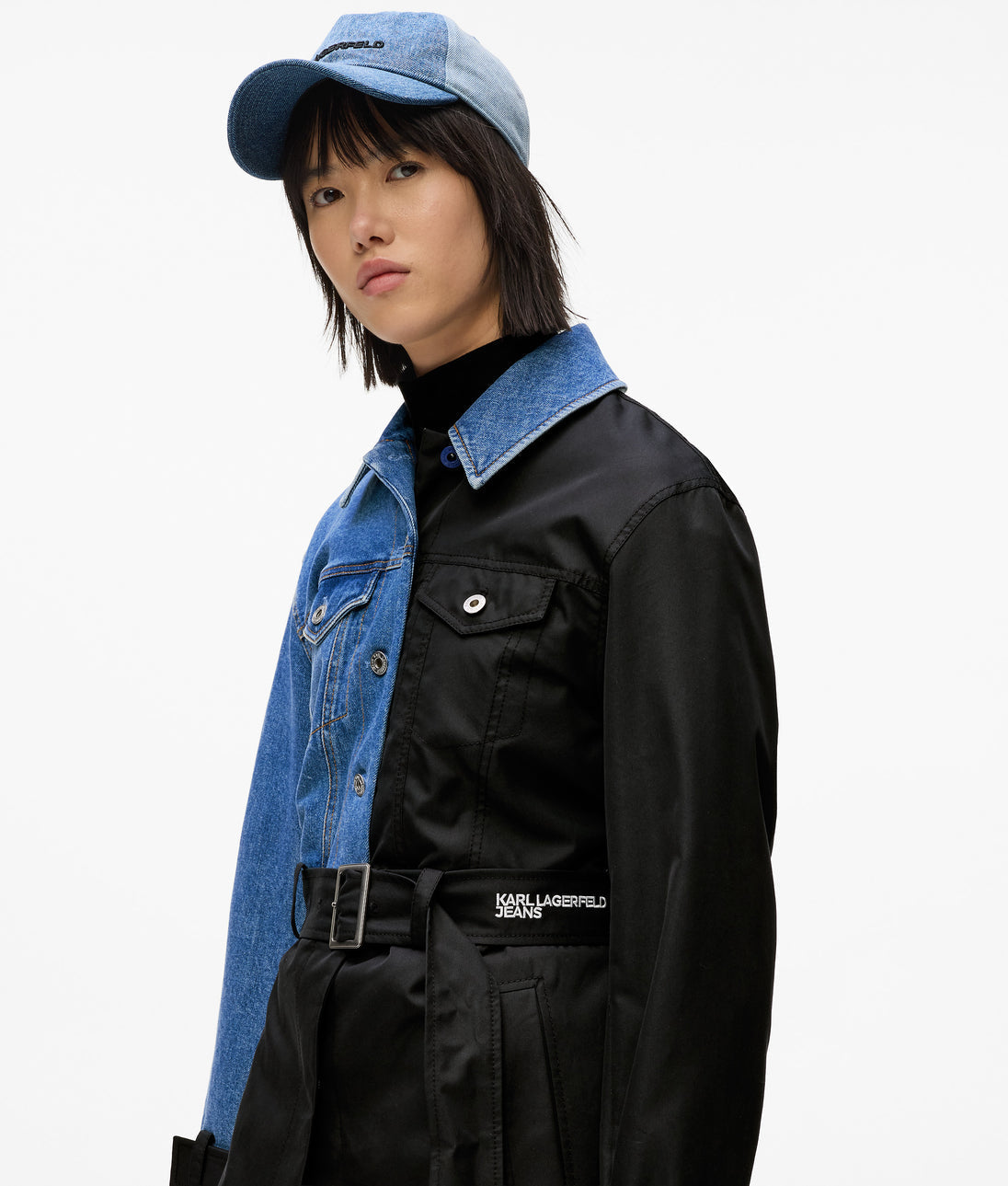 KarlLagerfeld Two-Tone Denim Shopper Standard Blue Denim-Light Denim