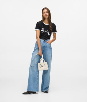 KarlLagerfeld Ikon Signature Choupette Tote Bag Natural