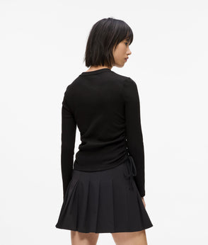 Karl Lagerfeld Pleated Tie-Detail Mini Skirt Black