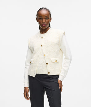 Karl Lagerfeld Bouclé Knit Skirt Cannoli Cream