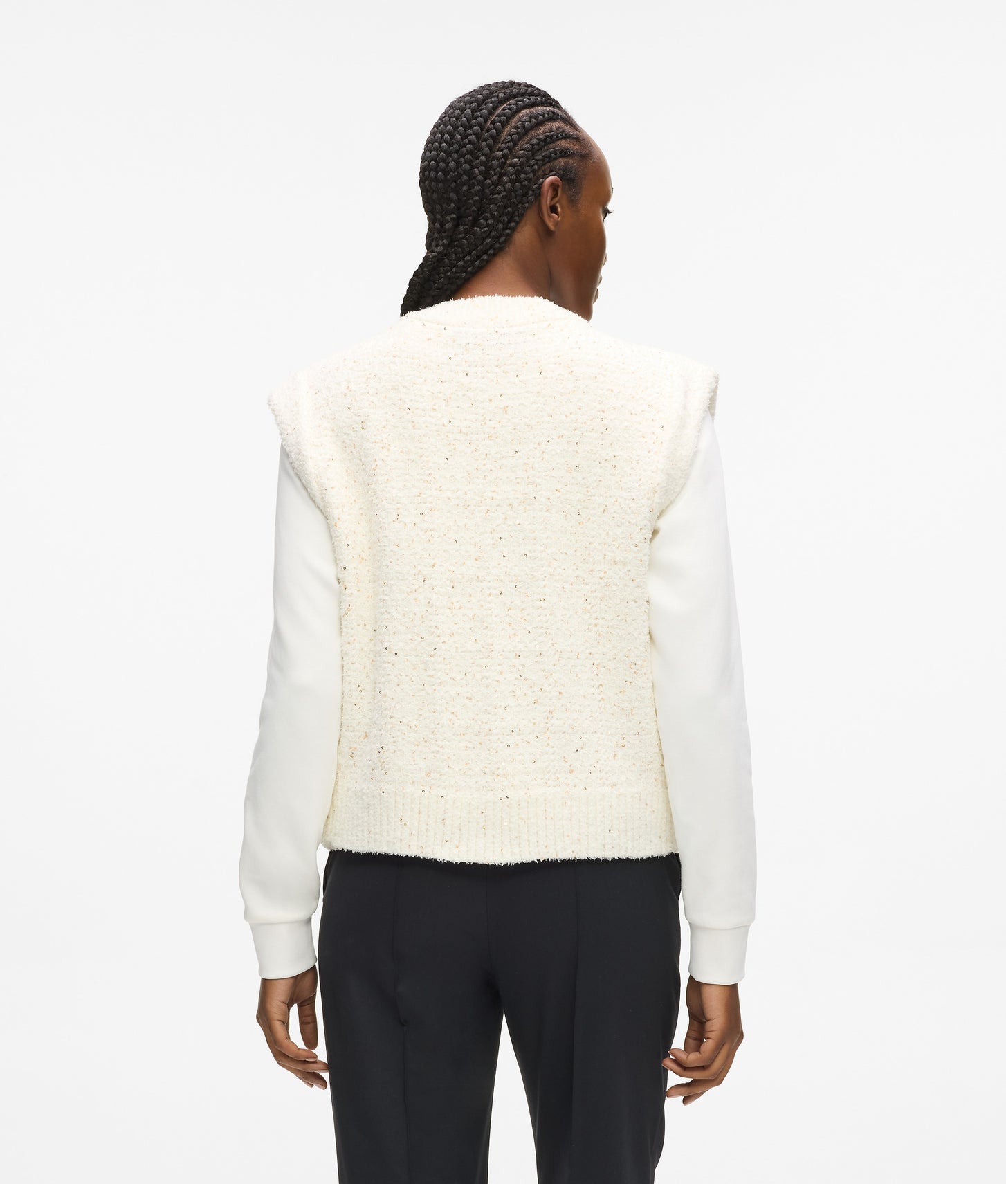 Karl Lagerfeld Bouclé Vest Cannoli Cream