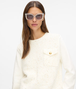 Karl Lagerfeld Bouclé Knit Skirt Cannoli Cream