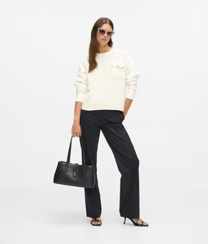 Karl Lagerfeld Bouclé Knit Skirt Cannoli Cream