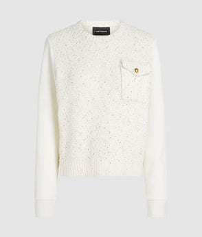 Karl Lagerfeld Bouclé Vest Cannoli Cream