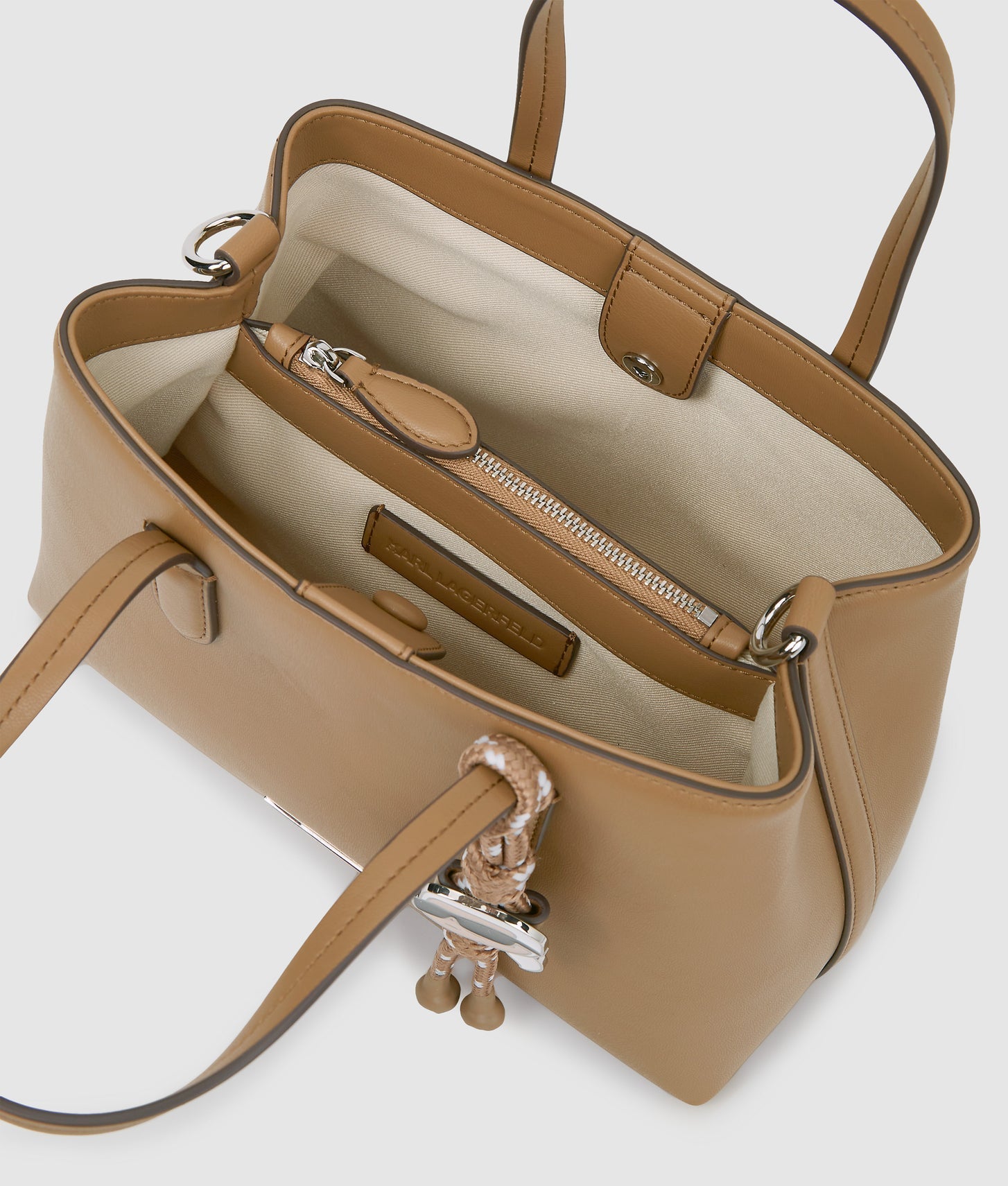 KarlLagerfeld Ikon Smooth Small Tote Bag Mushroom Brown