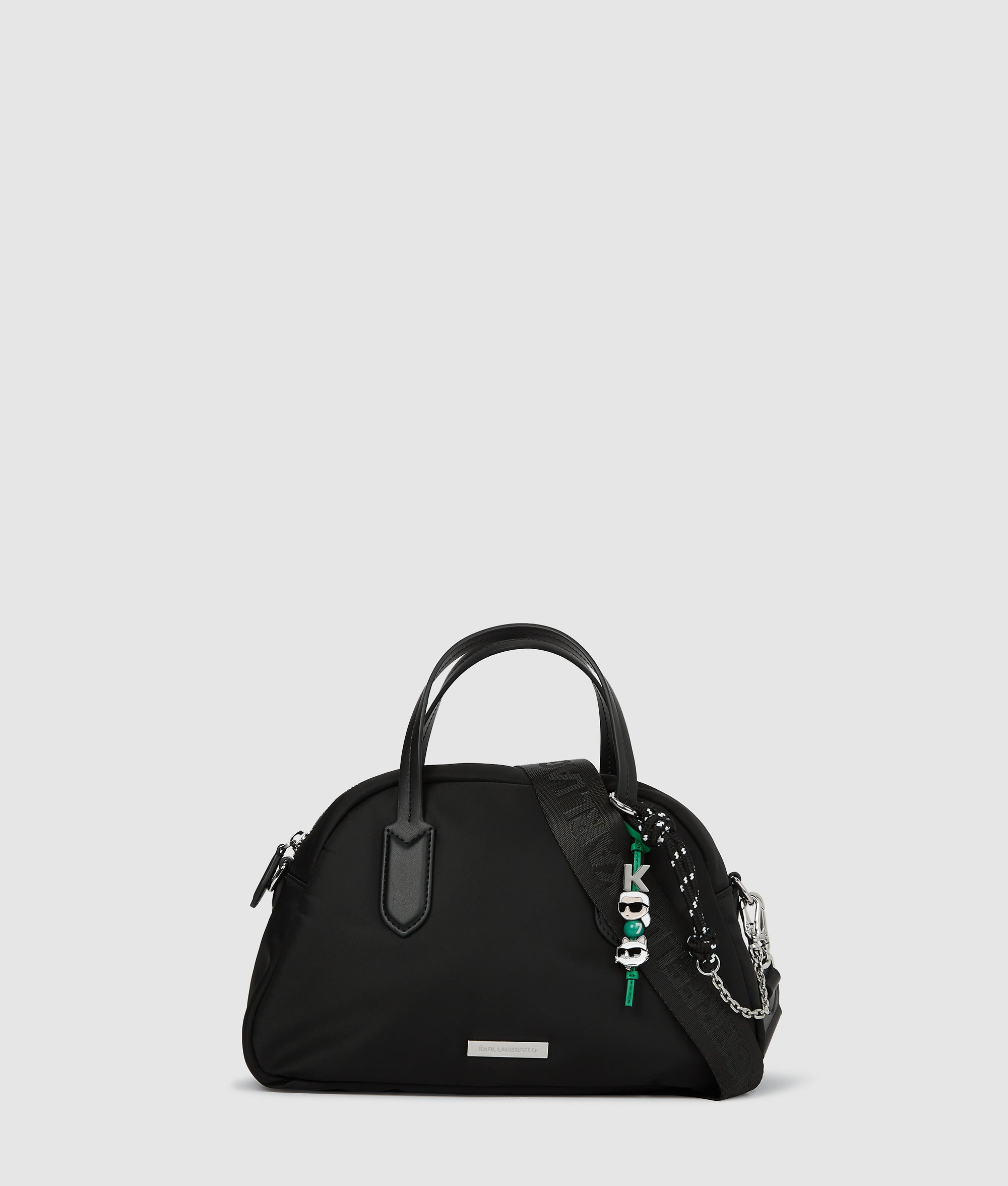 KarlLagerfeld Ikon Nylon Bowling Bag Black