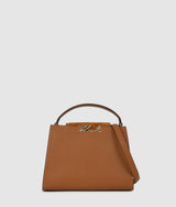 KarlLagerfeld Ksignature Suede Top Handle Bag Dark Tan