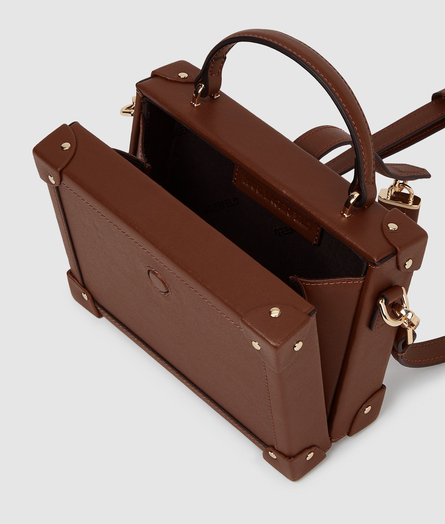 KarlLagerfeld Kautograph Padlock Trunk Bag Dark Friar Brown
