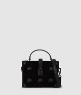 KarlLagerfeld Kautograph Padlock Rhinestone Trunk Bag Black Embellishment