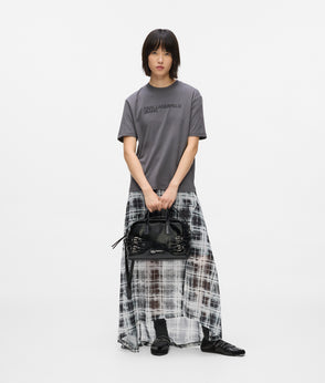 Karl Lagerfeld Two-Tone Denim Mini Skirt Washed Black Blocked