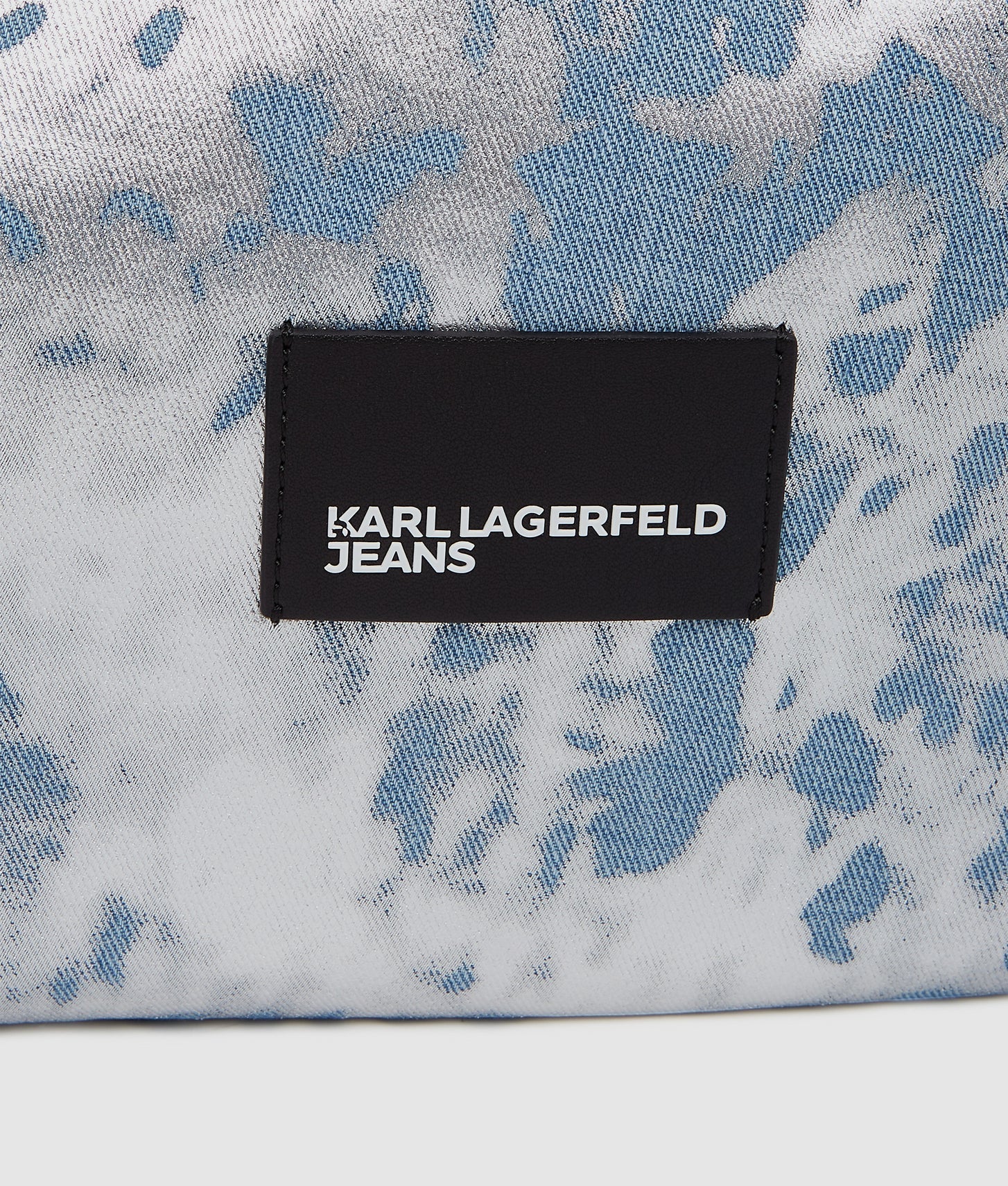 KarlLagerfeld Large High-Shine Denim Hobo Bag Silver Coated Denim