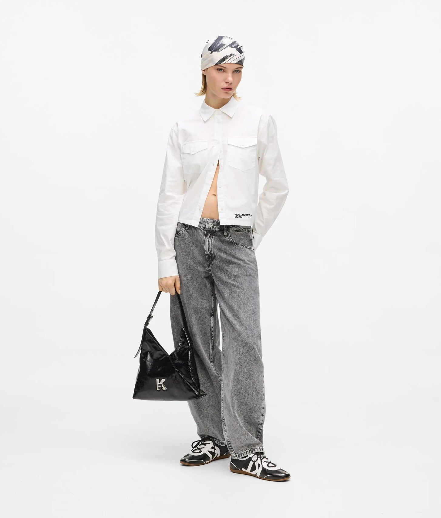 KarlLagerfeld Geo High-Shine Tote Bag Black