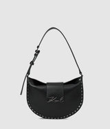 KarlLagerfeld Ksignature Studded Moon Bag Black Embellishment