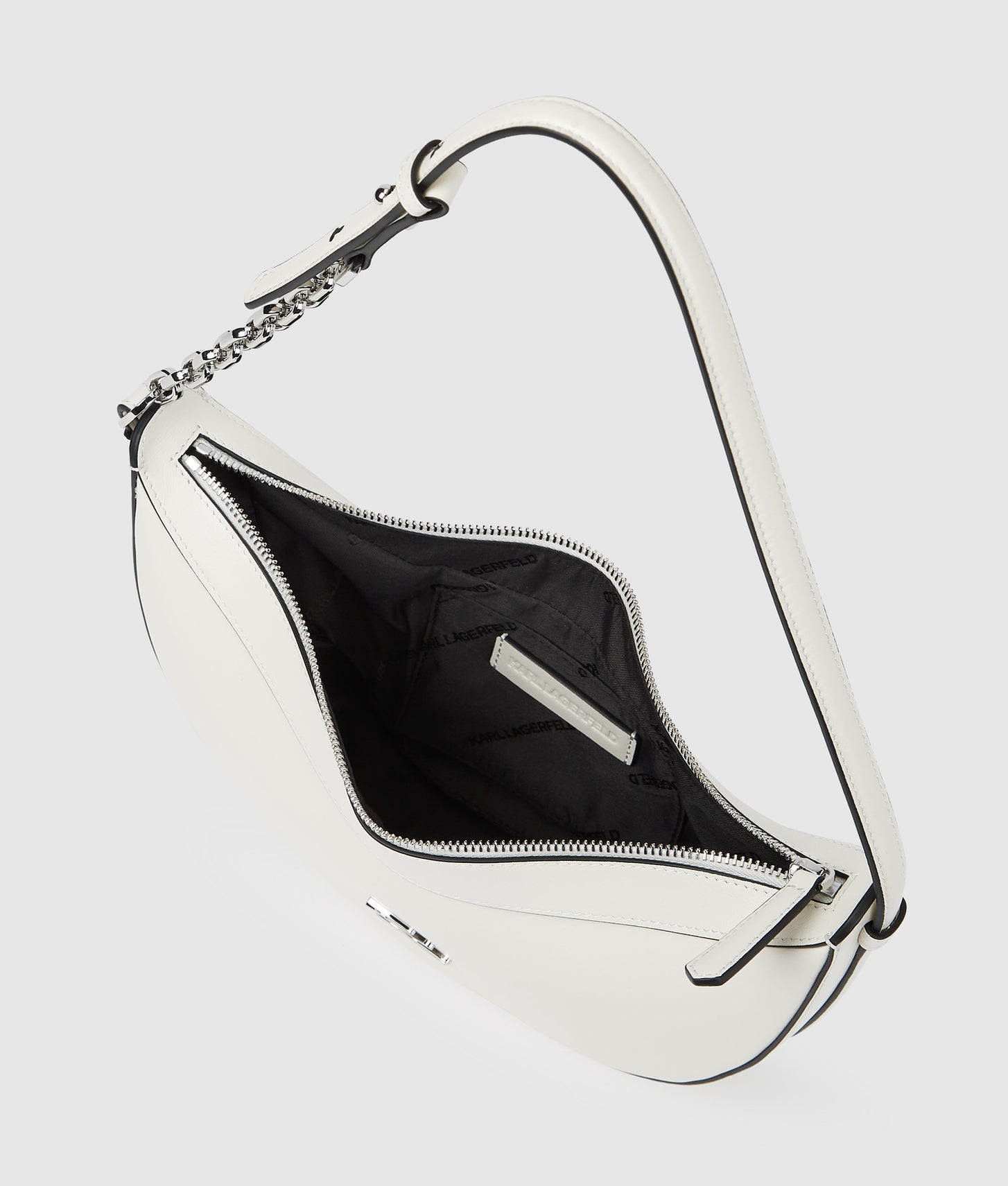 KarlLagerfeld Kautograph Small Moon Bag Off White