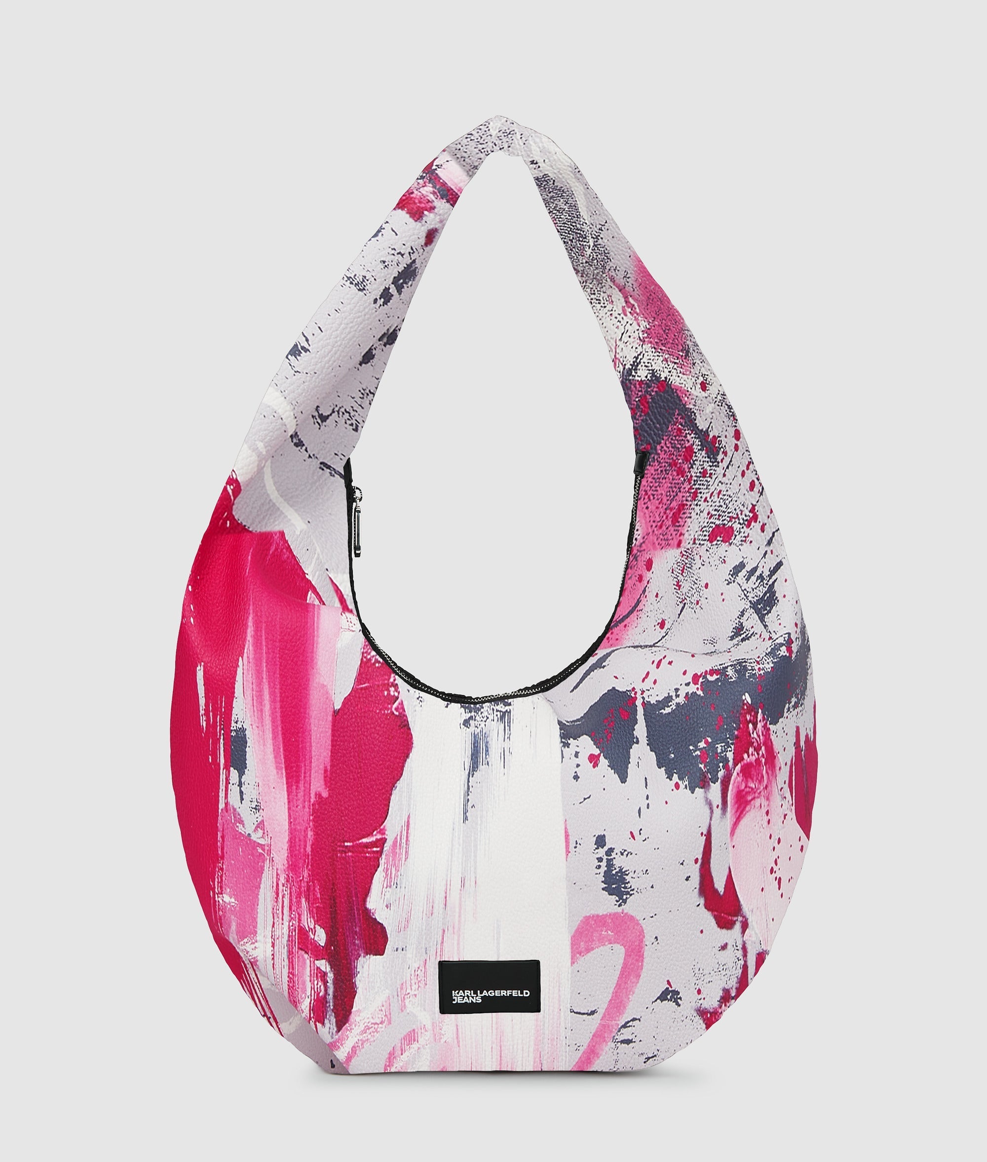 KarlLagerfeld Large Painters Print Hobo Bag Painters Print Pink All Over Print