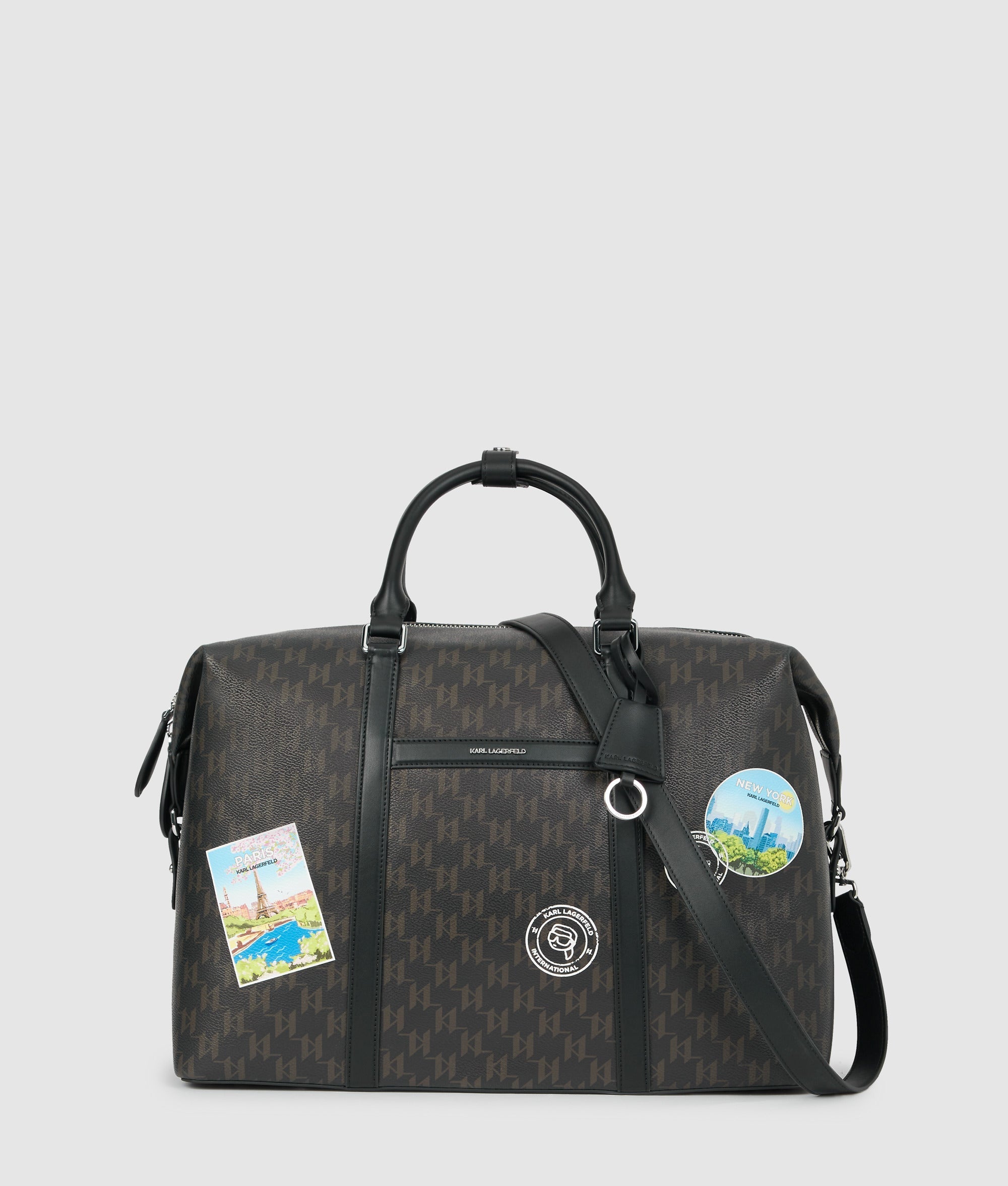 KarlLagerfeld Ikon Monogram Weekender Bag Brown-Monogram