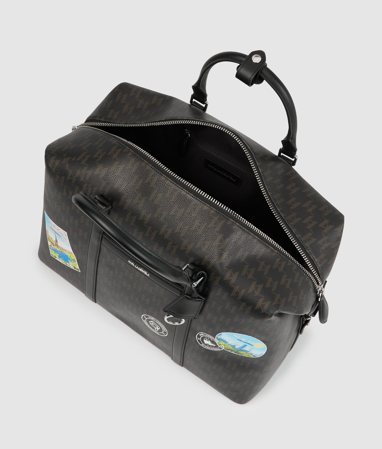 KarlLagerfeld Ikon Monogram Weekender Bag Brown-Monogram