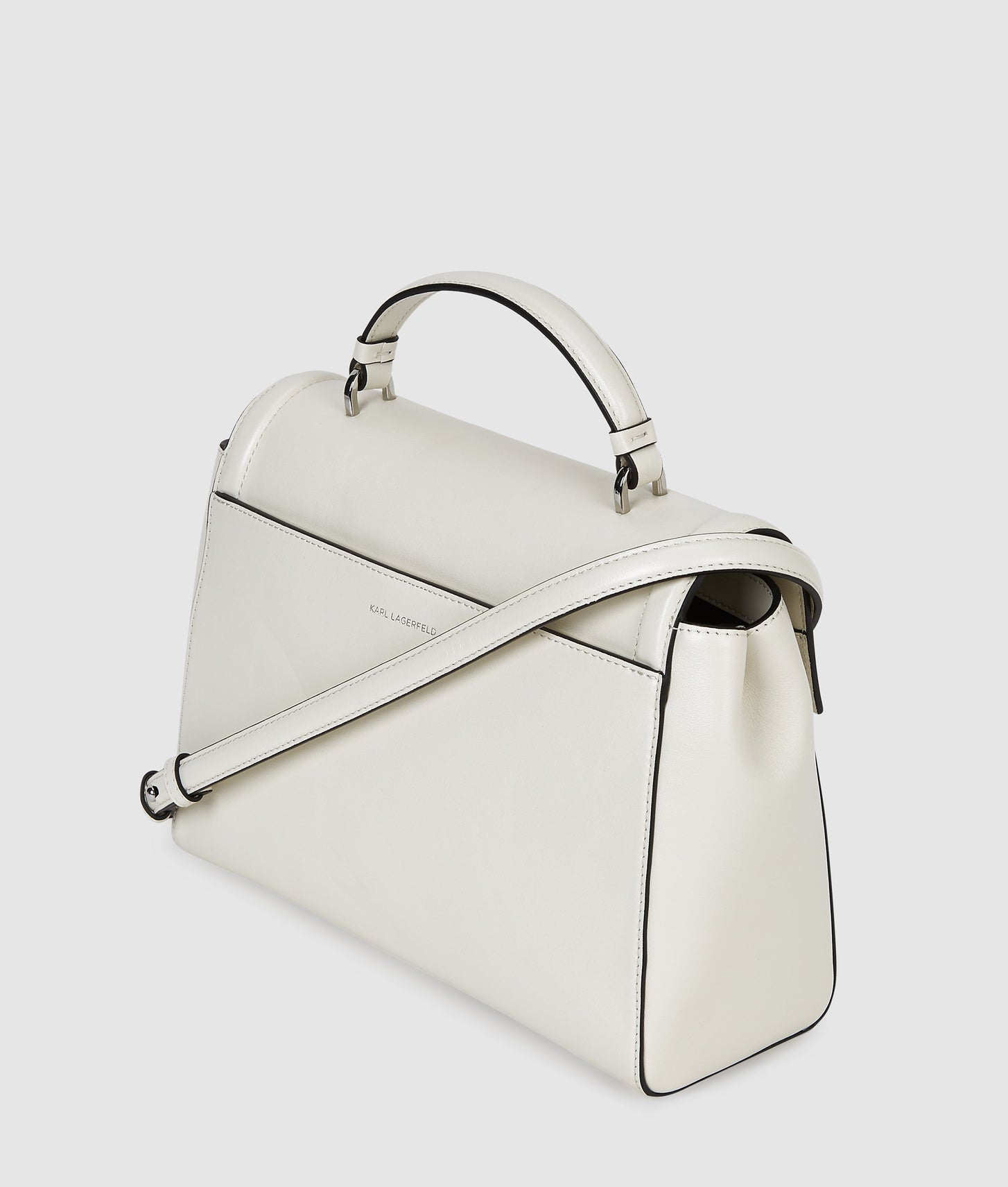 KarlLagerfeld Kautograph Medium Top Handle Bag Off White