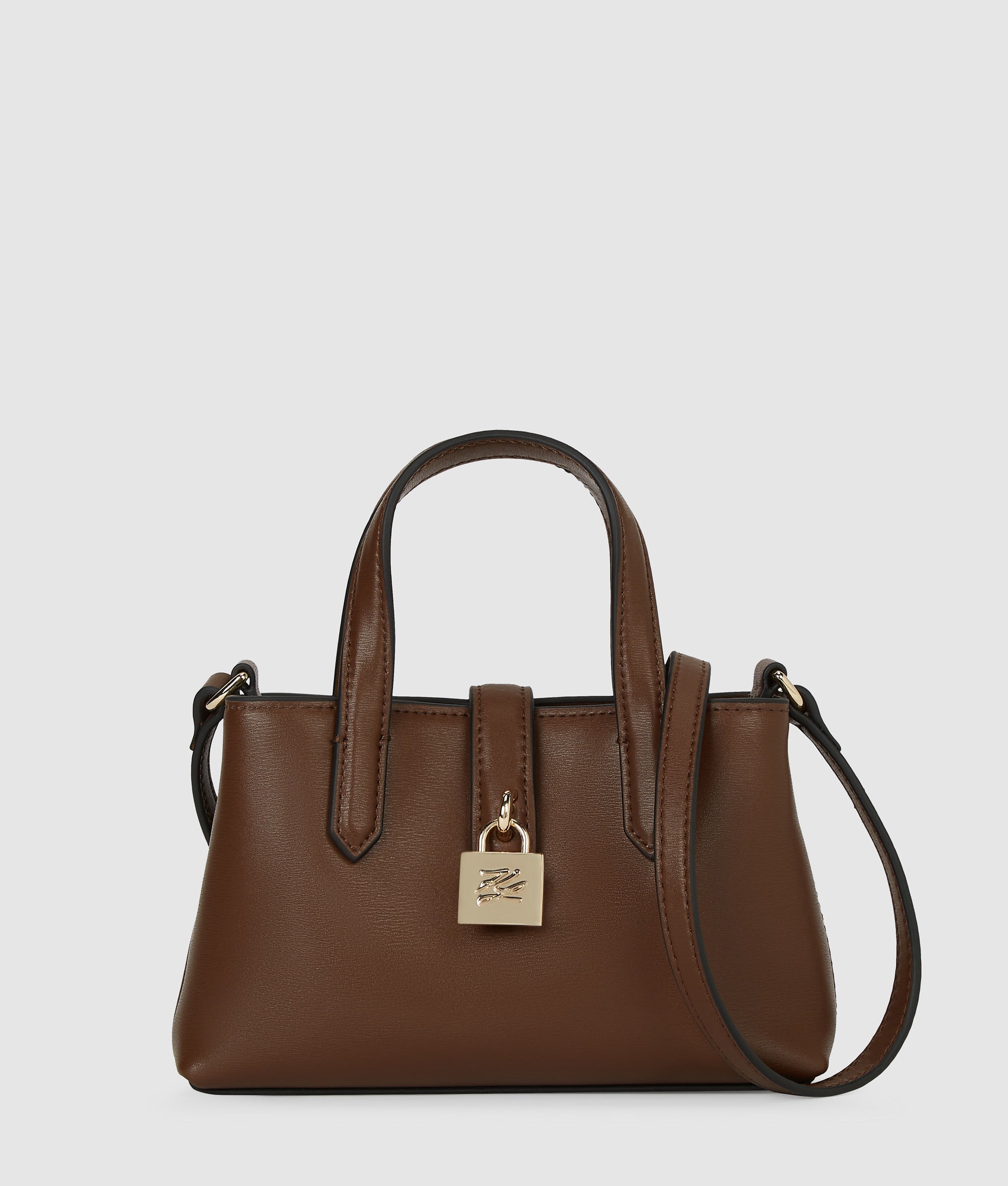 KarlLagerfeld Kautograph Padlock Mini Shoulder Bag Dark Friar Brown