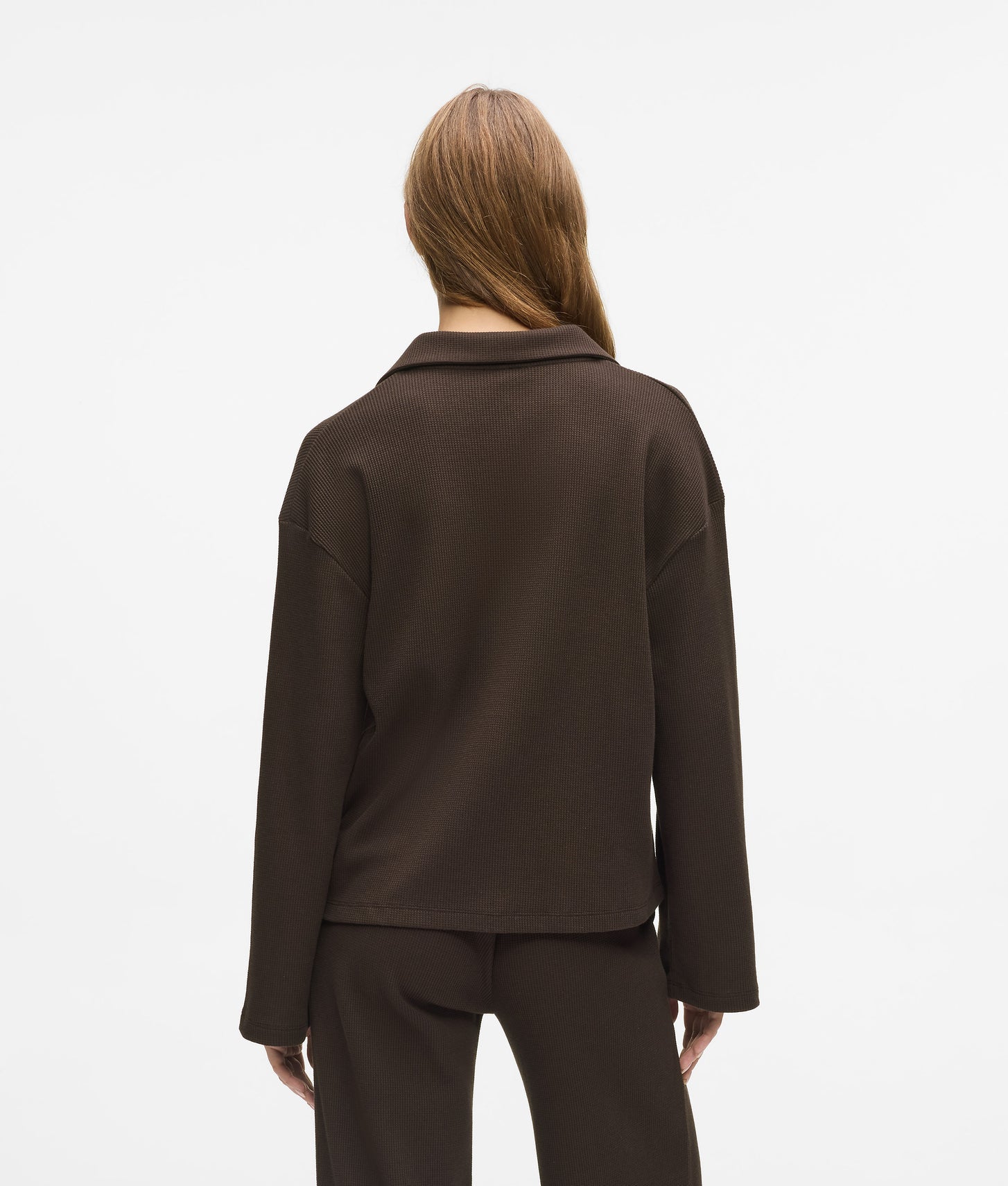 Karl Lagerfeld Waffle Loungewear Polo Shirt Black Coffee