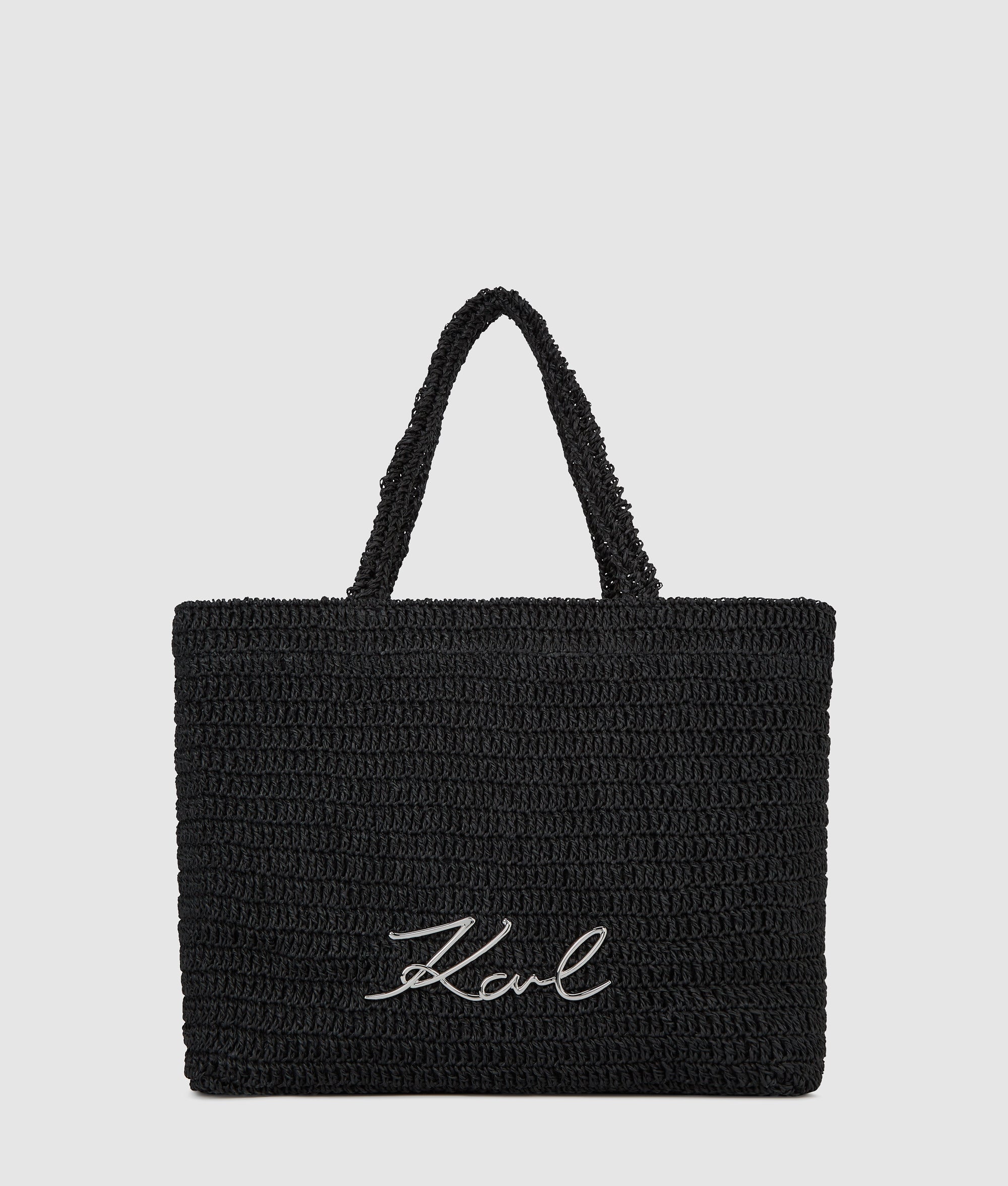 KarlLagerfeld Ksignature Crochet Beach Bag Black