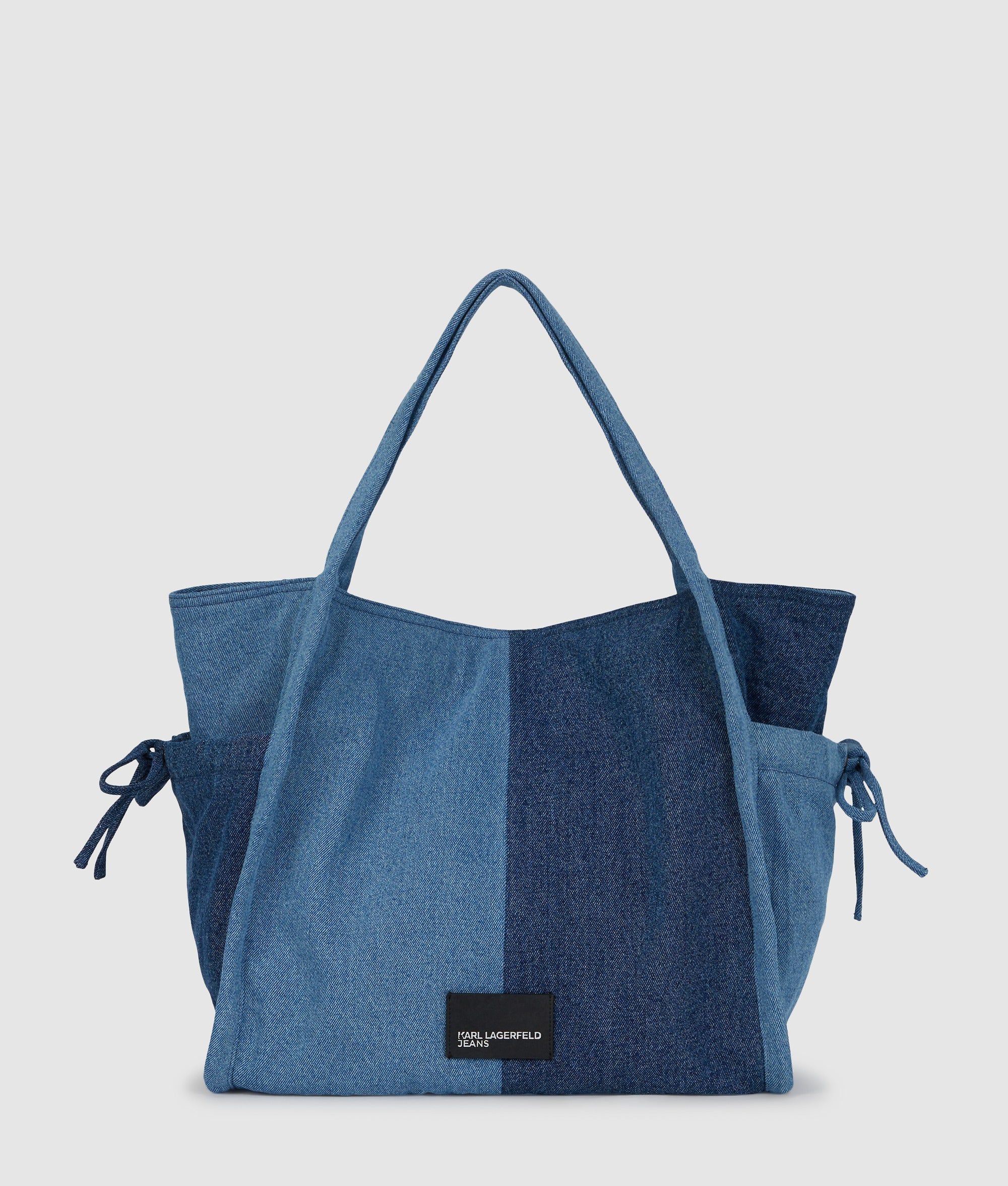 KarlLagerfeld Two-Tone Denim Shopper Standard Blue Denim-Light Denim