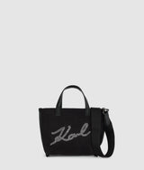 KarlLagerfeld Ksignature Mini Rhinestone Shopper Black Embellishment