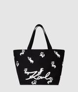 KarlLagerfeld Ikon Choupette Print Shopper Black