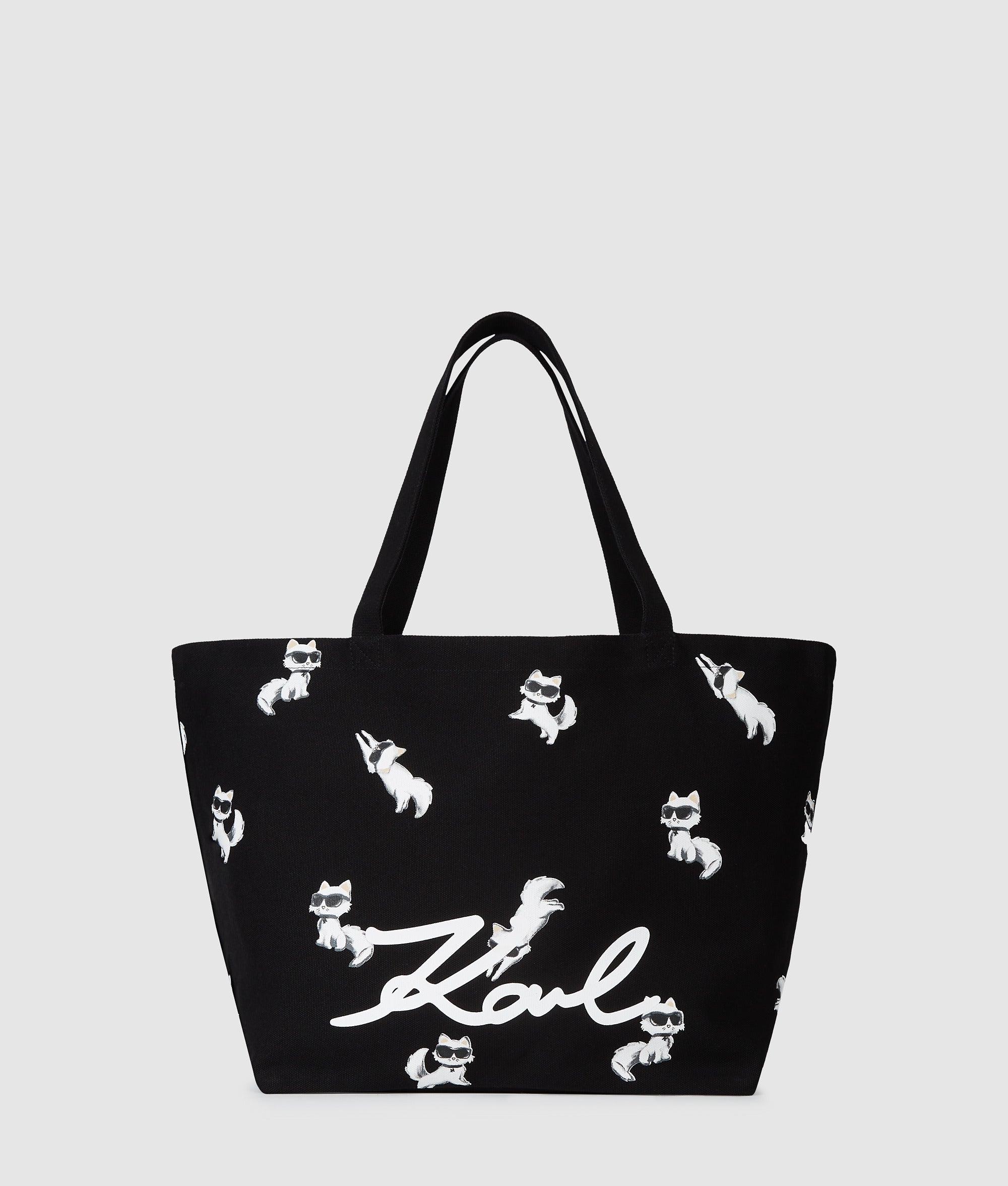 KarlLagerfeld Ikon Choupette Print Shopper Black